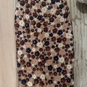 Ann Taylor Floral Sequin Midi Skirt